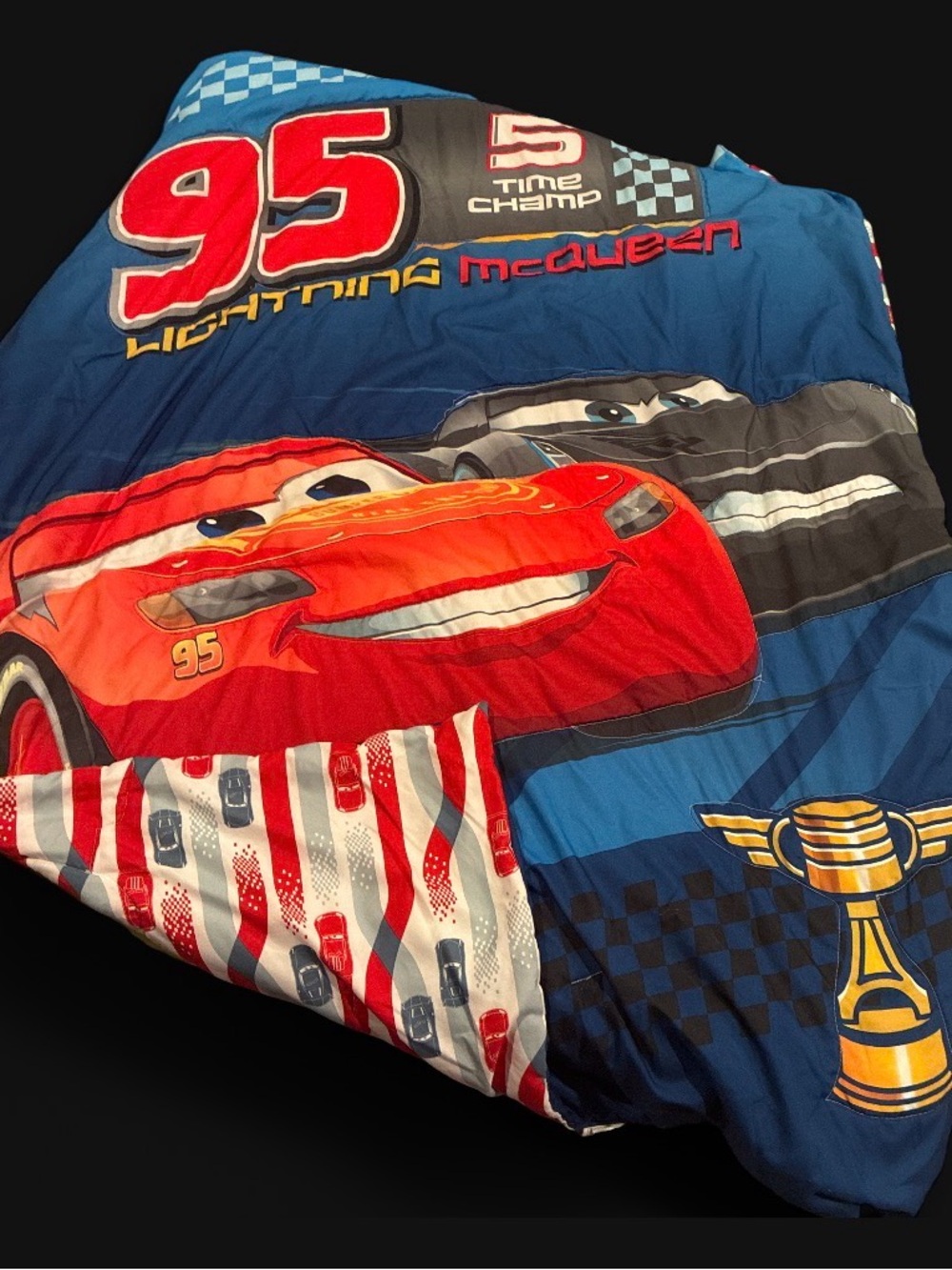 Disney Lightning McQueen Blue and Red Kids Comforter reversible